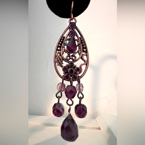 Cache Gorgeous Copper Color Three Strand Necklace With Matching Earrings - Picture 3 of 4